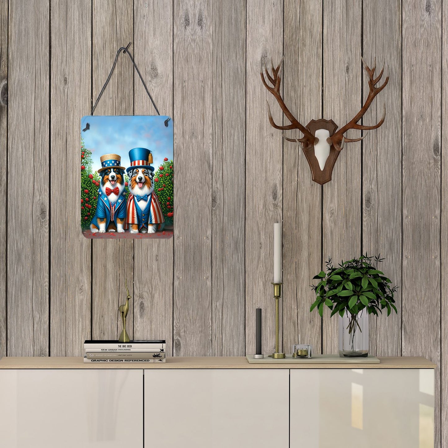 NEW All American Australian Shepherd Wall or Door Hanging Prints Aluminum Metal Sign Kitchen Wall Bar Bathroom Plaque Home Decor Front Door Plaque, 12x16, Multicolor