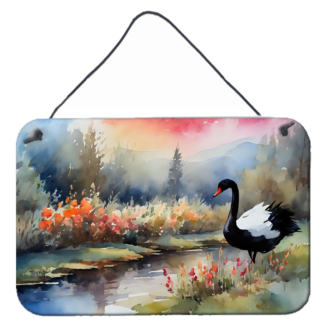 NEW Black Swan Wall or Door Hanging Prints Aluminum Metal Sign Kitchen Wall Bar Bathroom Plaque Home Decor, 8HX12W, Multicolor