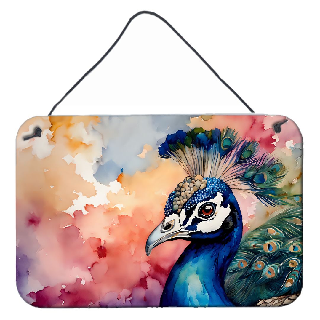 NEW Peacock Wall or Door Hanging Prints Aluminum Metal Sign Kitchen Wall Bar Bathroom Plaque Home Decor, 8HX12W, Multicolor