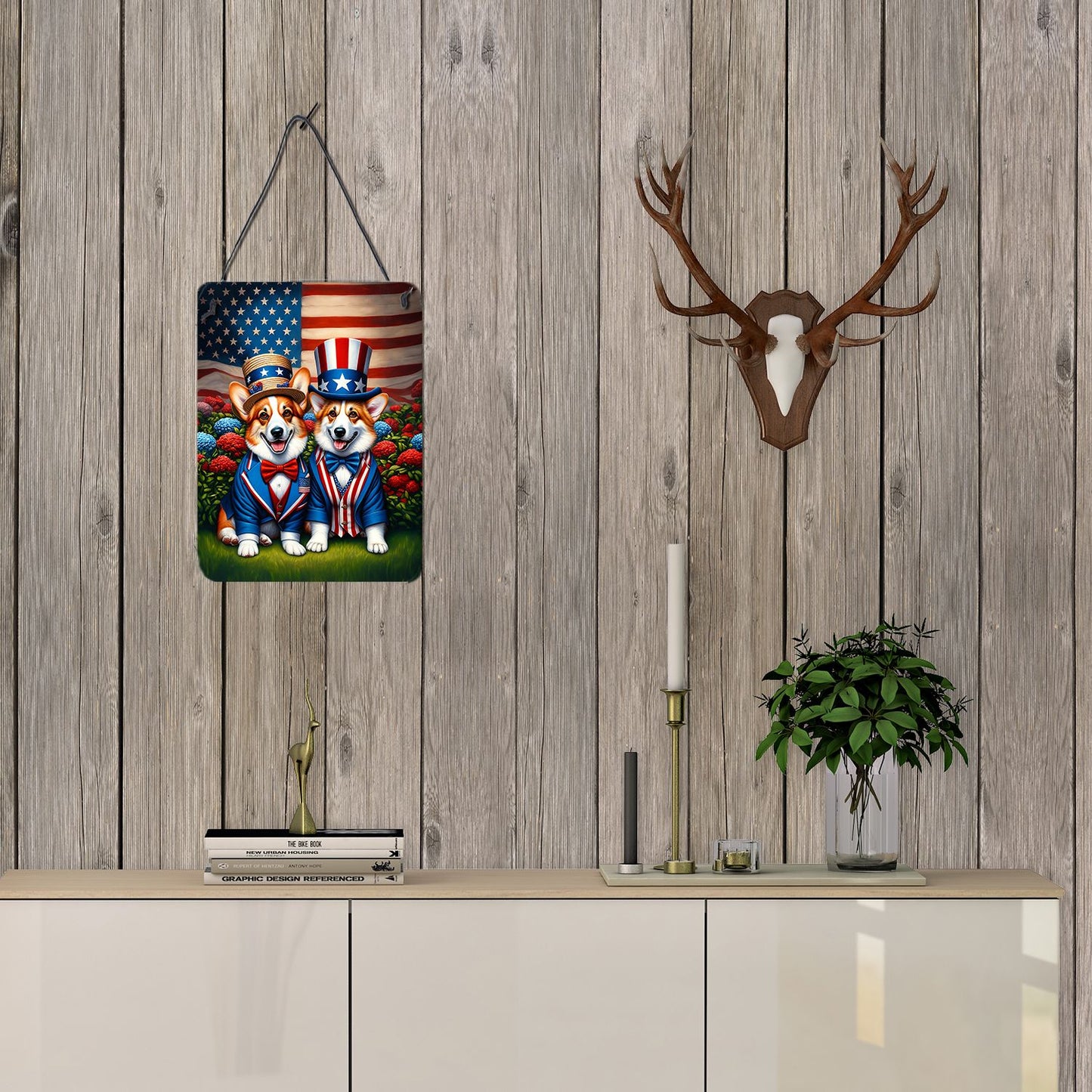 NEW All American Corgi Wall or Door Hanging Prints Aluminum Metal Sign Kitchen Wall Bar Bathroom Plaque Home Decor Front Door Plaque, 12x16, Multicolor