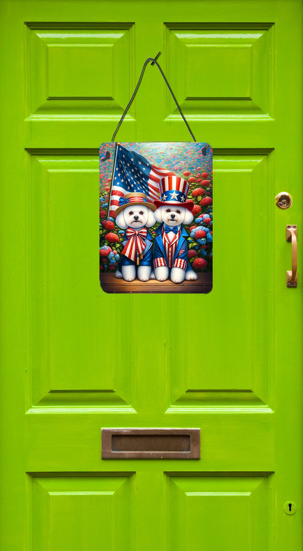 NEW All American Bichon Frise Wall or Door Hanging Prints Aluminum Metal Sign Kitchen Wall Bar Bathroom Plaque Home Decor Front Door Plaque, 12x16, Multicolor