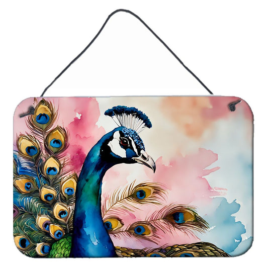 NEW Peacock Wall or Door Hanging Prints Aluminum Metal Sign Kitchen Wall Bar Bathroom Plaque Home Decor, 8HX12W, Multicolor