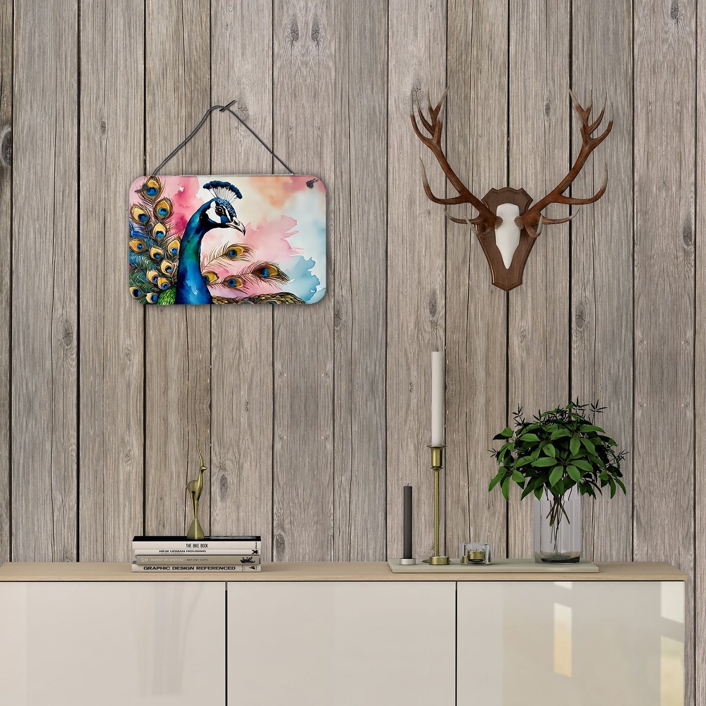 NEW Peacock Wall or Door Hanging Prints Aluminum Metal Sign Kitchen Wall Bar Bathroom Plaque Home Decor, 8HX12W, Multicolor