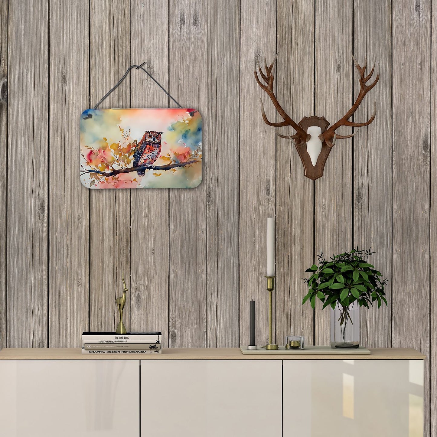 NEW Elf Owl Wall or Door Hanging Prints Aluminum Metal Sign Kitchen Wall Bar Bathroom Plaque Home Decor, 8HX12W, Multicolor
