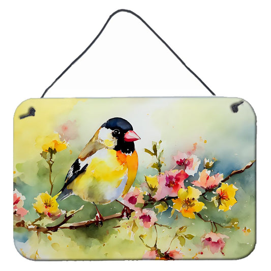 NEW Goldfinch Wall or Door Hanging Prints Aluminum Metal Sign Kitchen Wall Bar Bathroom Plaque Home Decor, 8HX12W, Multicolor