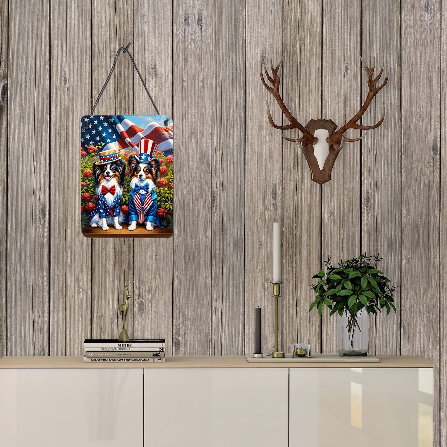 NEW All American Papillon Wall or Door Hanging Prints Aluminum Metal Sign Kitchen Wall Bar Bathroom Plaque Home Decor Front Door Plaque, 12x16, Multicolor