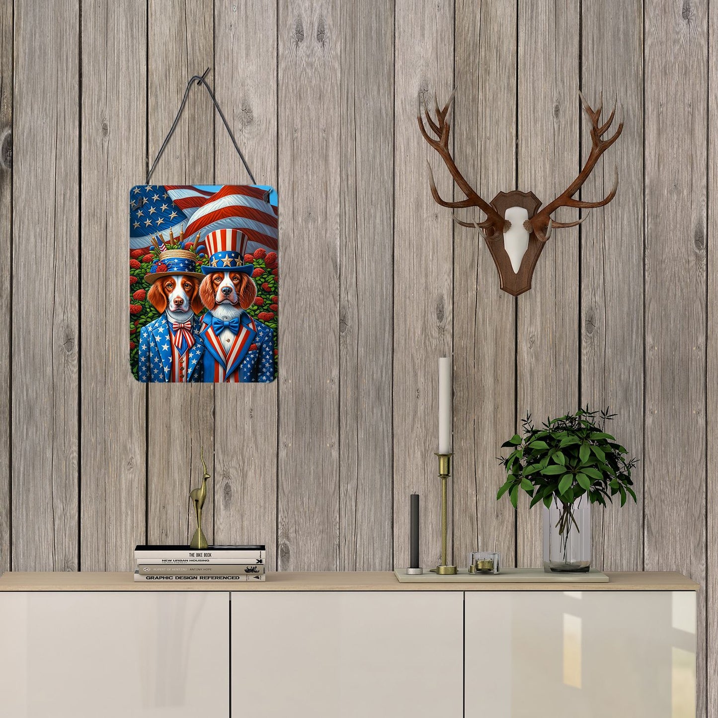 NEW All American Brittany Wall or Door Hanging Prints Aluminum Metal Sign Kitchen Wall Bar Bathroom Plaque Home Decor Front Door Plaque, 12x16, Multicolor
