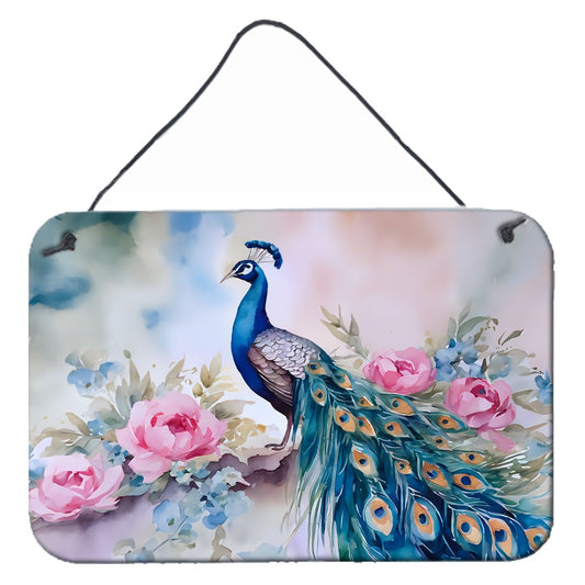 NEW Peacock Wall or Door Hanging Prints Aluminum Metal Sign Kitchen Wall Bar Bathroom Plaque Home Decor, 8HX12W, Multicolor