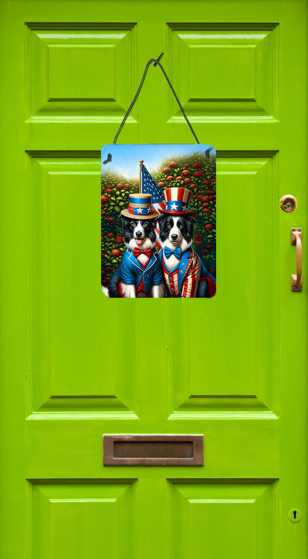 NEW All American Border Collie Wall or Door Hanging Prints Aluminum Metal Sign Kitchen Wall Bar Bathroom Plaque Home Decor Front Door Plaque, 12x16, Multicolor