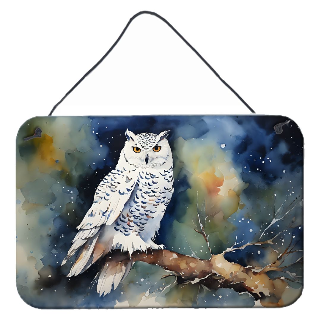 NEW Snowy Owl Wall or Door Hanging Prints Aluminum Metal Sign Kitchen Wall Bar Bathroom Plaque Home Decor, 8HX12W, Multicolor