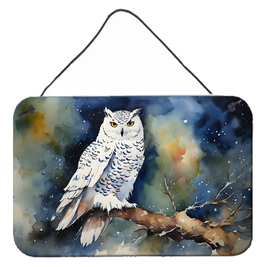 NEW Snowy Owl Wall or Door Hanging Prints Aluminum Metal Sign Kitchen Wall Bar Bathroom Plaque Home Decor, 8HX12W, Multicolor