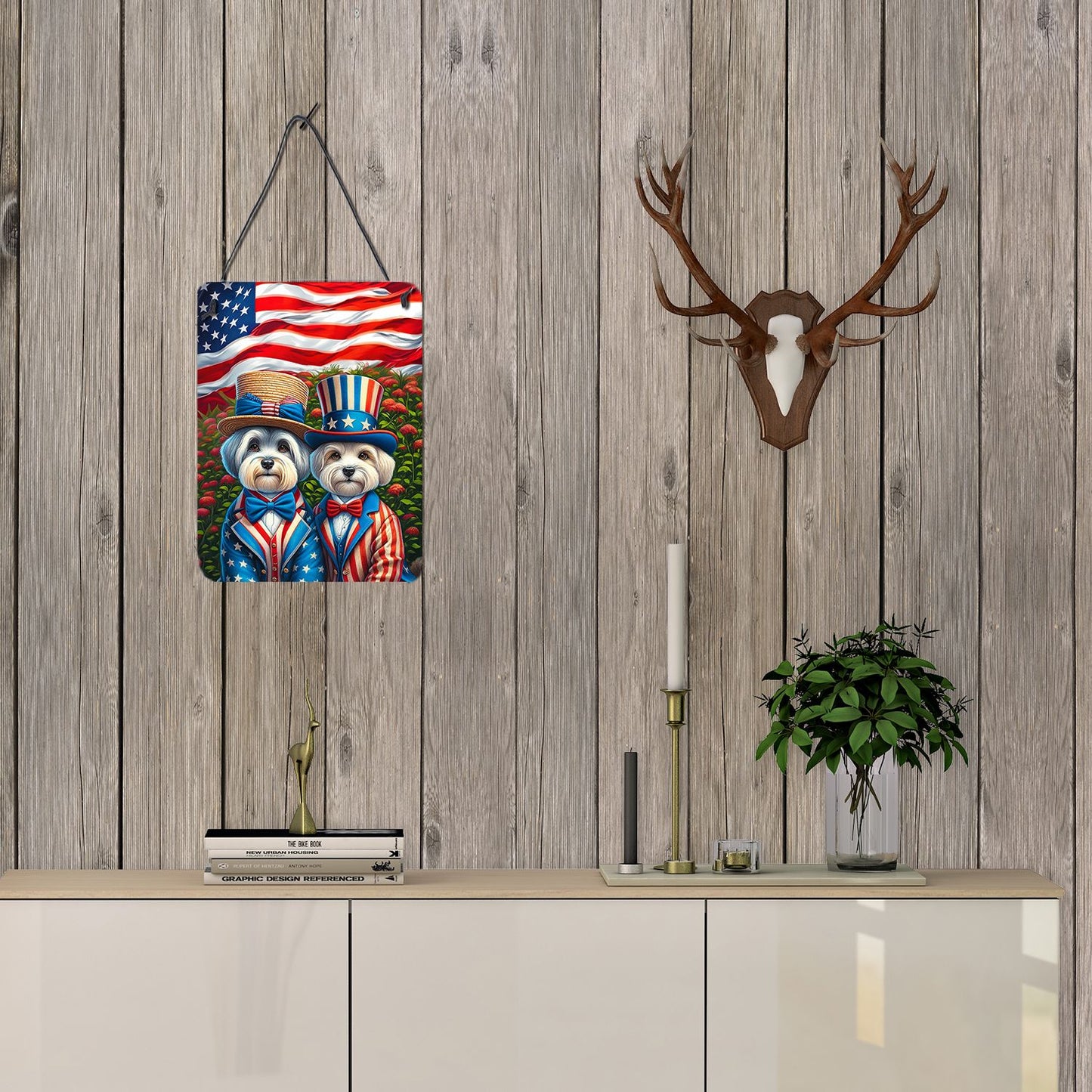 NEW All American Dandie Dinmont Terrier Wall or Door Hanging Prints Aluminum Metal Sign Kitchen Wall Bar Bathroom Plaque Home Decor Front Door Plaque, 12x16, Multicolor