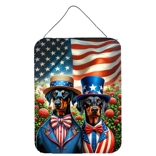 NEW All American Doberman Pinscher Wall or Door Hanging Prints Aluminum Metal Sign Kitchen Wall Bar Bathroom Plaque Home Decor Front Door Plaque, 12x16, Multicolor