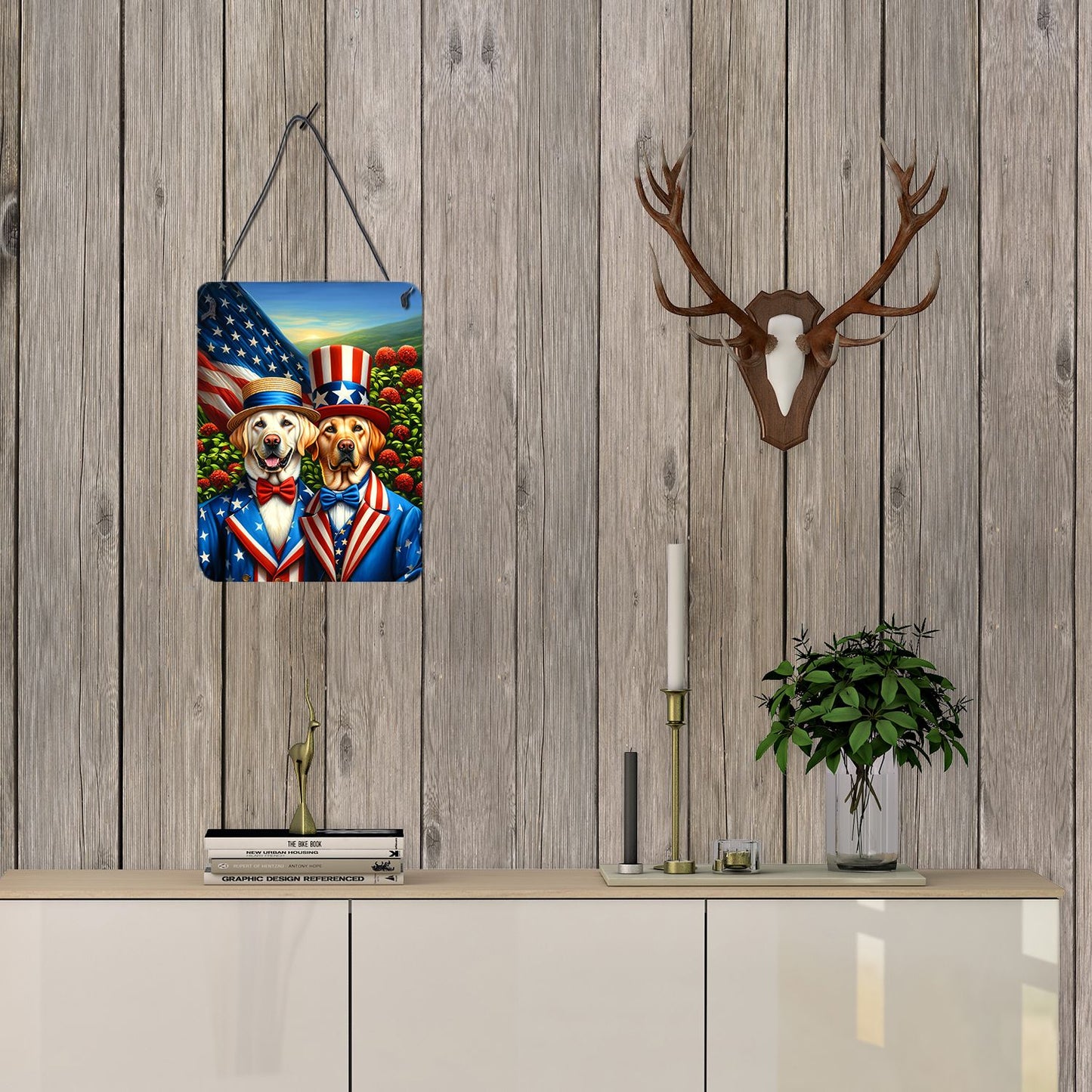 NEW All American Labrador Retriever Wall or Door Hanging Prints Aluminum Metal Sign Kitchen Wall Bar Bathroom Plaque Home Decor Front Door Plaque, 12x16, Multicolor