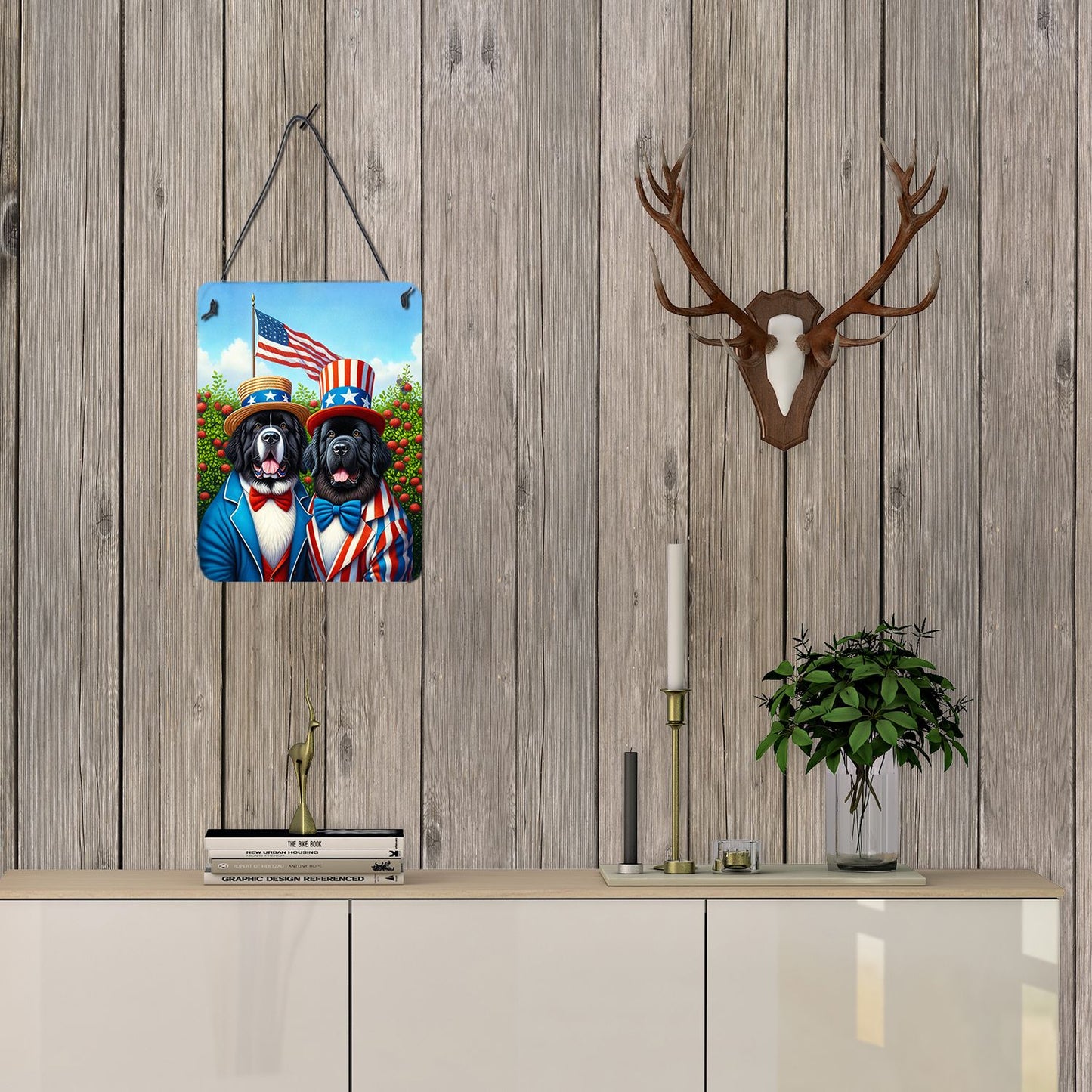 NEW All American Newfoundland Wall or Door Hanging Prints Aluminum Metal Sign Kitchen Wall Bar Bathroom Plaque Home Decor Front Door Plaque, 12x16, Multicolor
