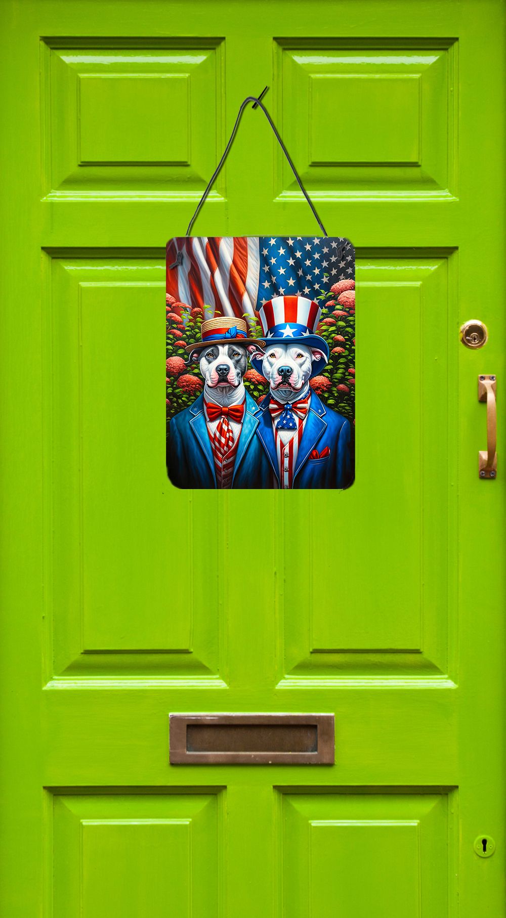 NEW All American Pit Bull Terrier Wall or Door Hanging Prints Aluminum Metal Sign Kitchen Wall Bar Bathroom Plaque Home Decor Front Door Plaque, 12x16, Multicolor