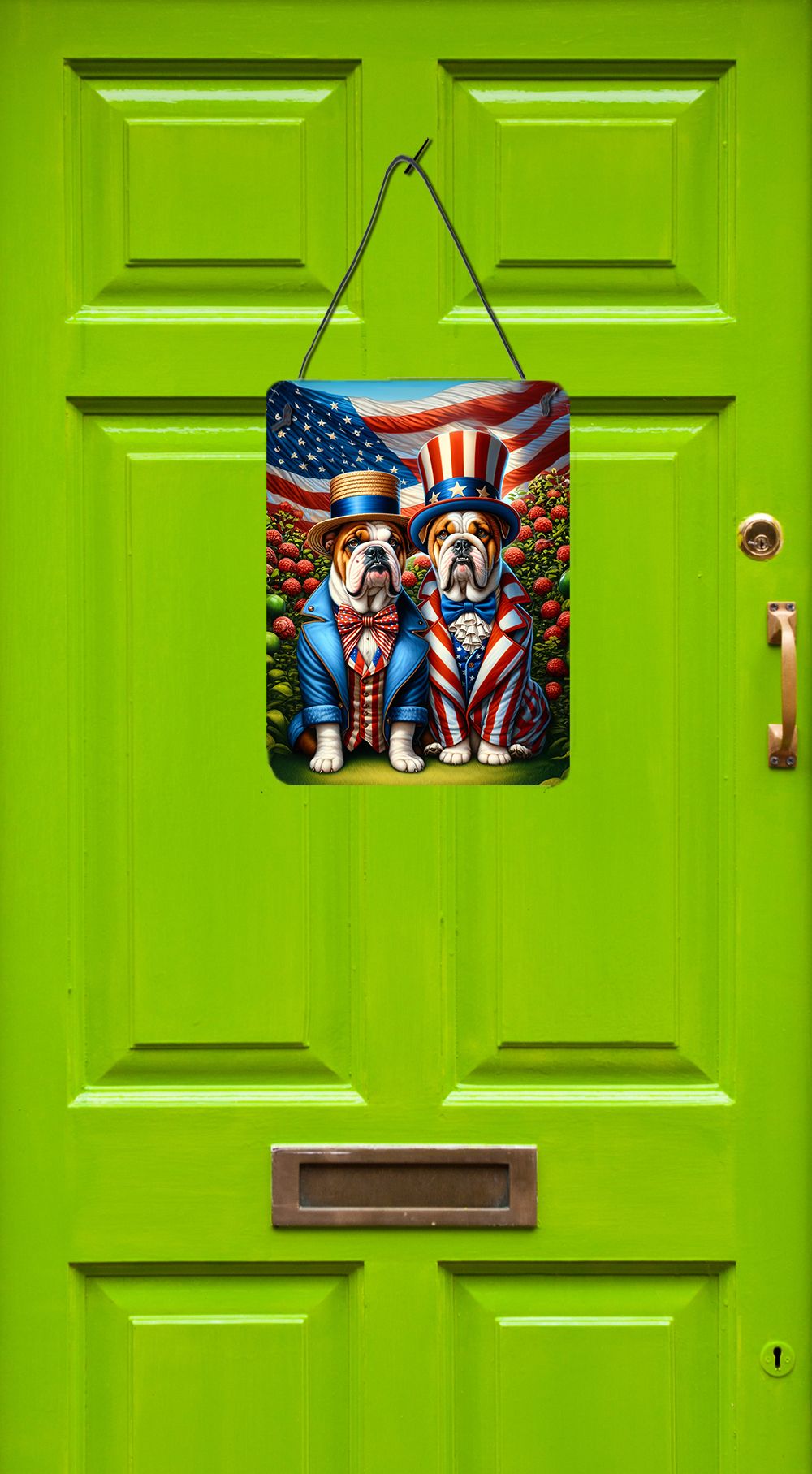 NEW All American English Bulldog Wall or Door Hanging Prints Aluminum Metal Sign Kitchen Wall Bar Bathroom Plaque Home Decor Front Door Plaque, 12x16, Multicolor
