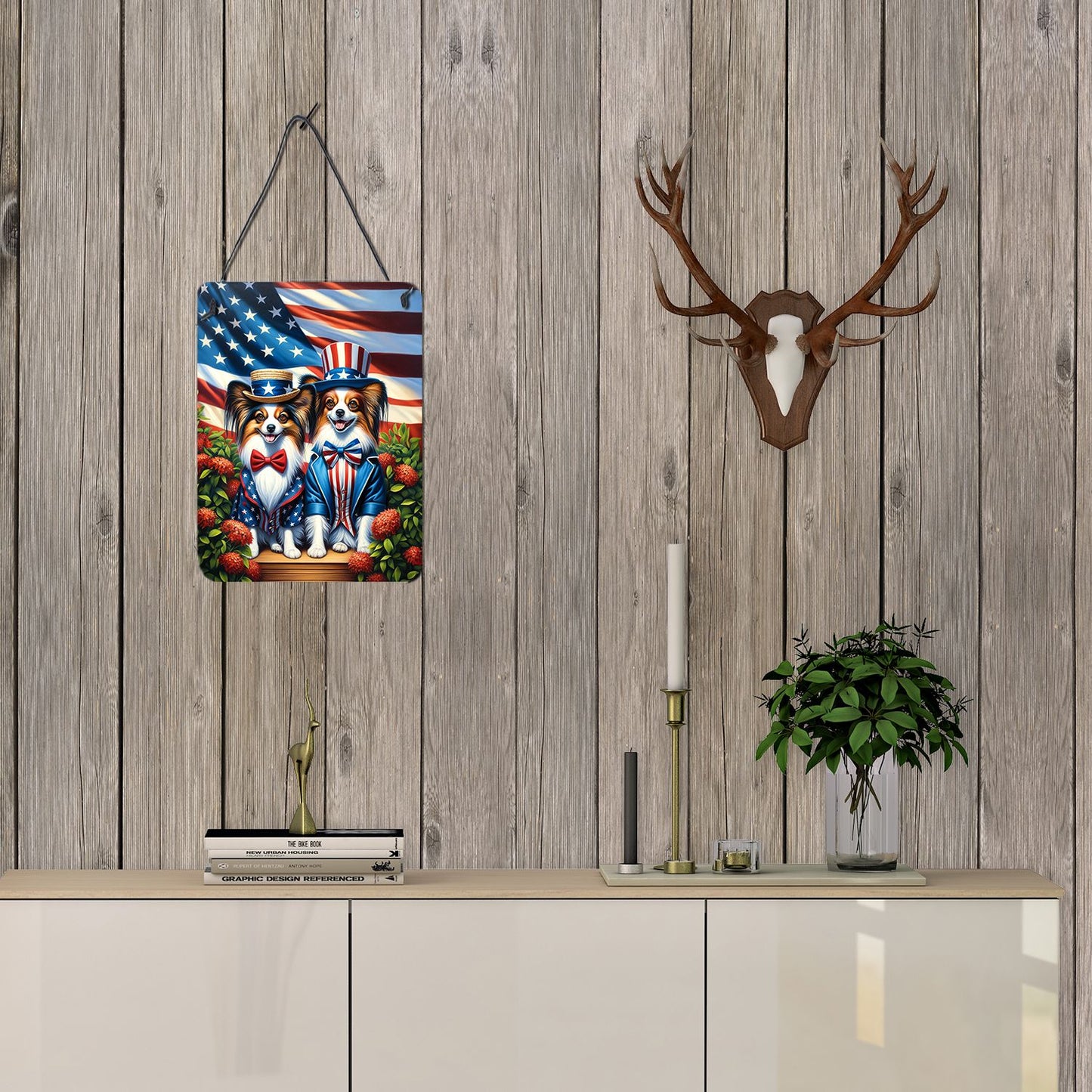 NEW All American Papillon Wall or Door Hanging Prints Aluminum Metal Sign Kitchen Wall Bar Bathroom Plaque Home Decor Front Door Plaque, 12x16, Multicolor
