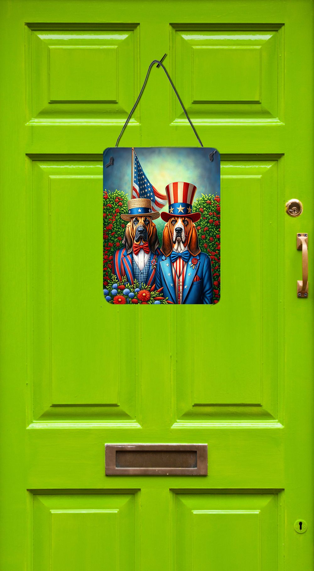 NEW All American Bloodhound Wall or Door Hanging Prints Aluminum Metal Sign Kitchen Wall Bar Bathroom Plaque Home Decor Front Door Plaque, 12x16, Multicolor