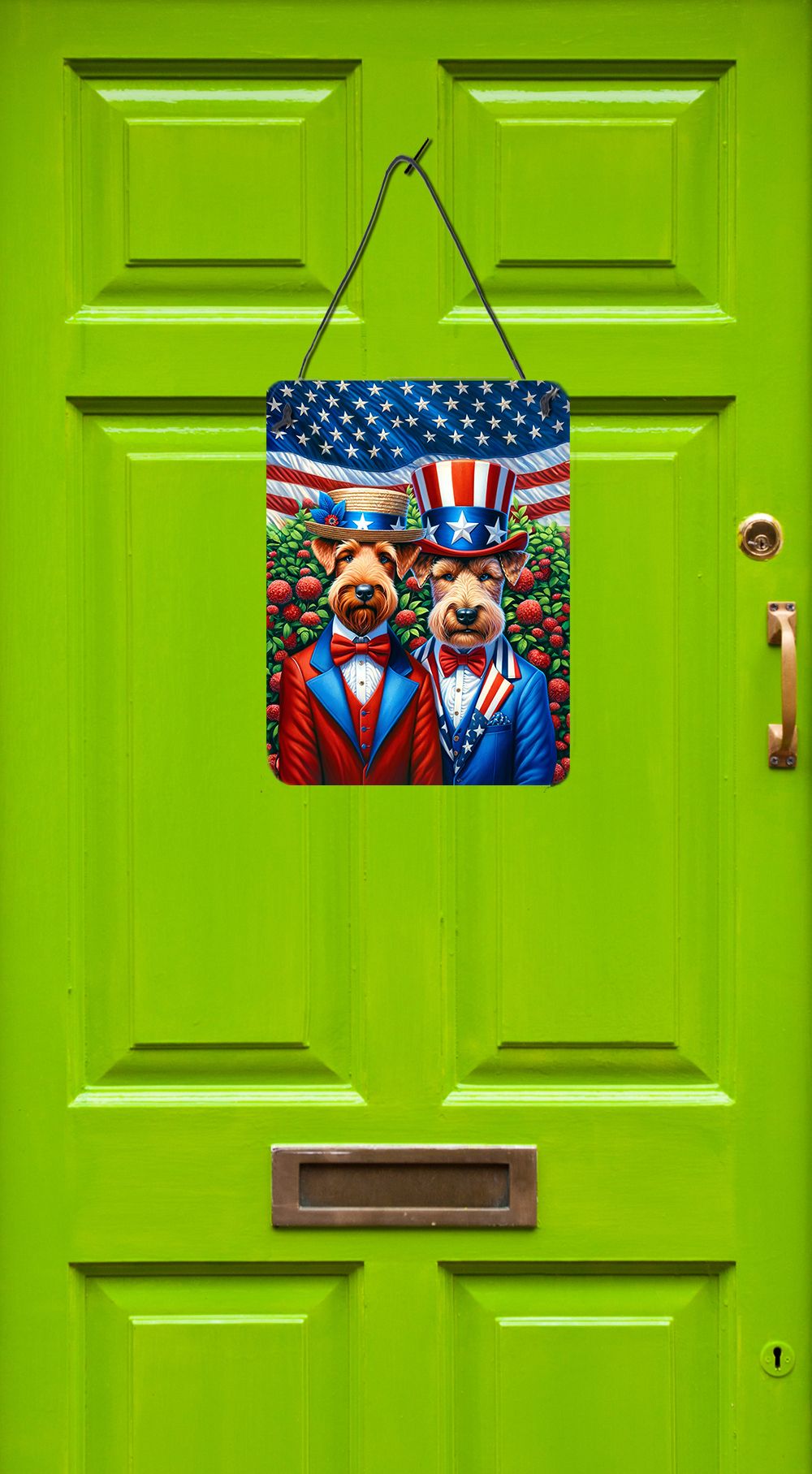 NEW All American Irish Terrier Wall or Door Hanging Prints Aluminum Metal Sign Kitchen Wall Bar Bathroom Plaque Home Decor Front Door Plaque, 12x16, Multicolor