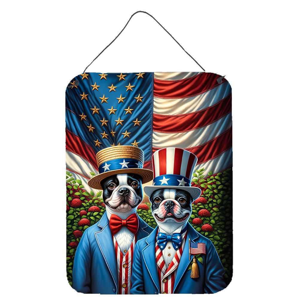 NEW All American Boston Terrier Wall or Door Hanging Prints Aluminum Metal Sign Kitchen Wall Bar Bathroom Plaque Home Decor Front Door Plaque, 12x16, Multicolor