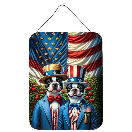 NEW All American Boston Terrier Wall or Door Hanging Prints Aluminum Metal Sign Kitchen Wall Bar Bathroom Plaque Home Decor Front Door Plaque, 12x16, Multicolor