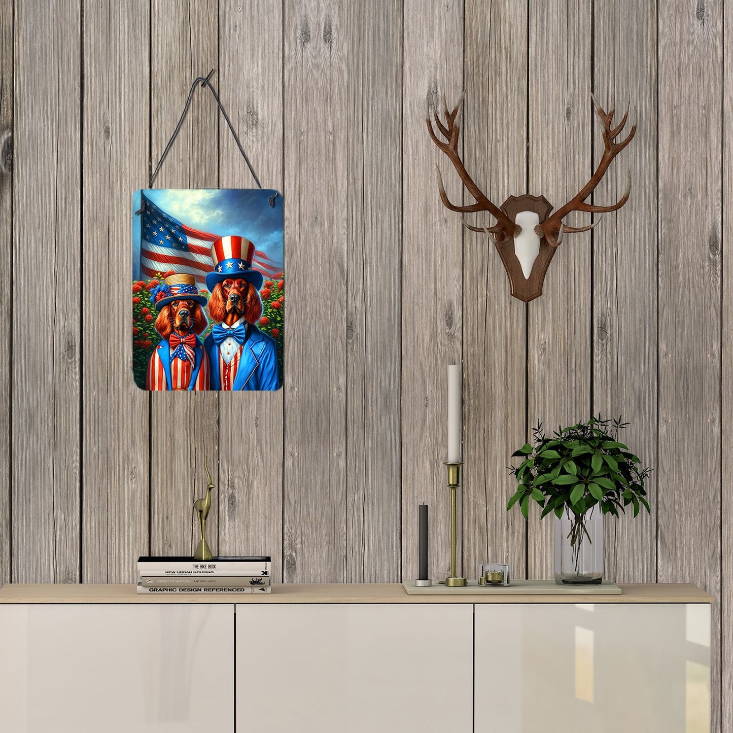 NEW All American Irish Setter Wall or Door Hanging Prints Aluminum Metal Sign Kitchen Wall Bar Bathroom Plaque Home Decor Front Door Plaque, 12x16, Multicolor
