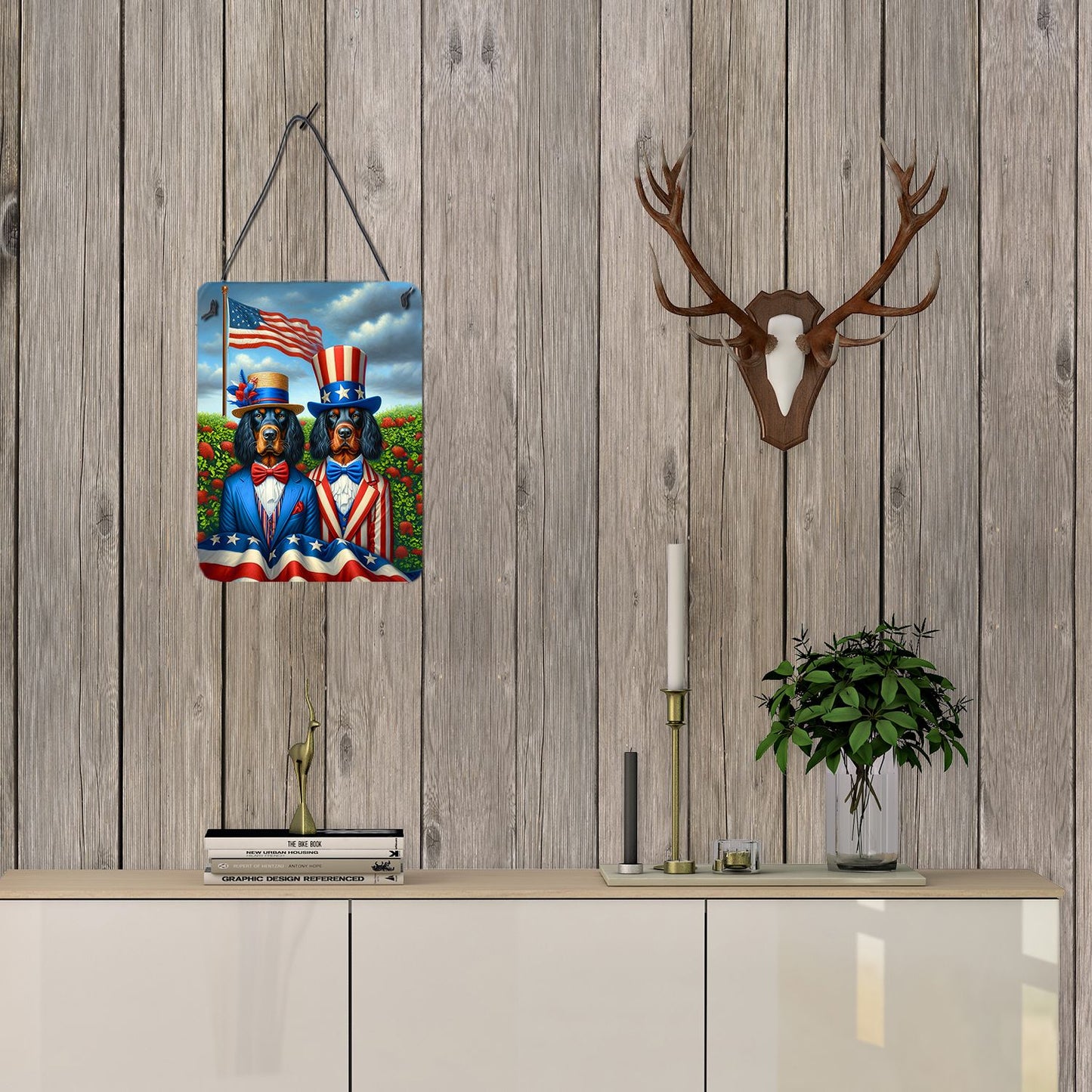 NEW All American Gordon Setter Wall or Door Hanging Prints Aluminum Metal Sign Kitchen Wall Bar Bathroom Plaque Home Decor Front Door Plaque, 12x16, Multicolor