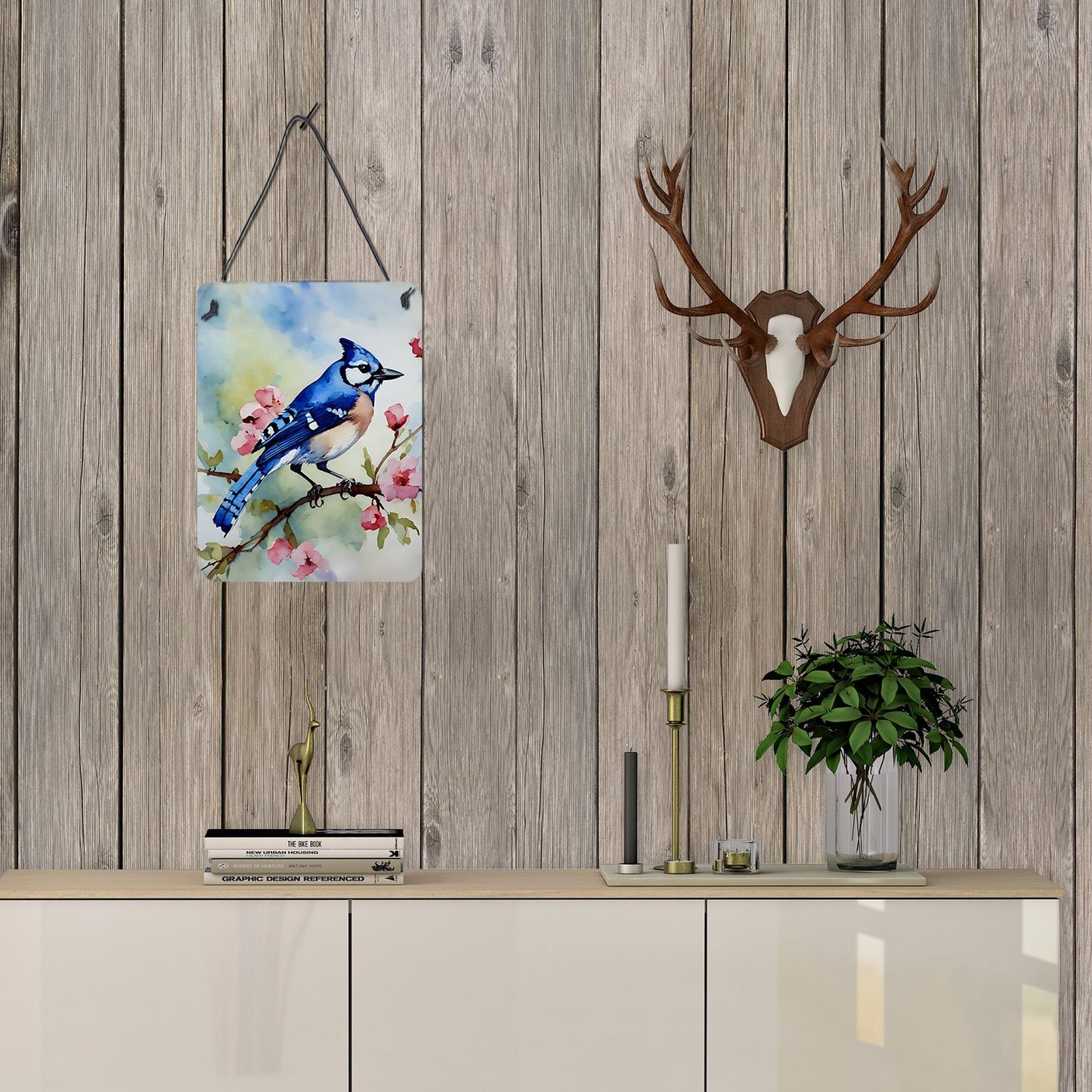 NEW Blue Jay Wall or Door Hanging Prints Aluminum Metal Sign Kitchen Wall Bar Bathroom Plaque Home Decor Front Door Plaque, 12x16, Multicolor