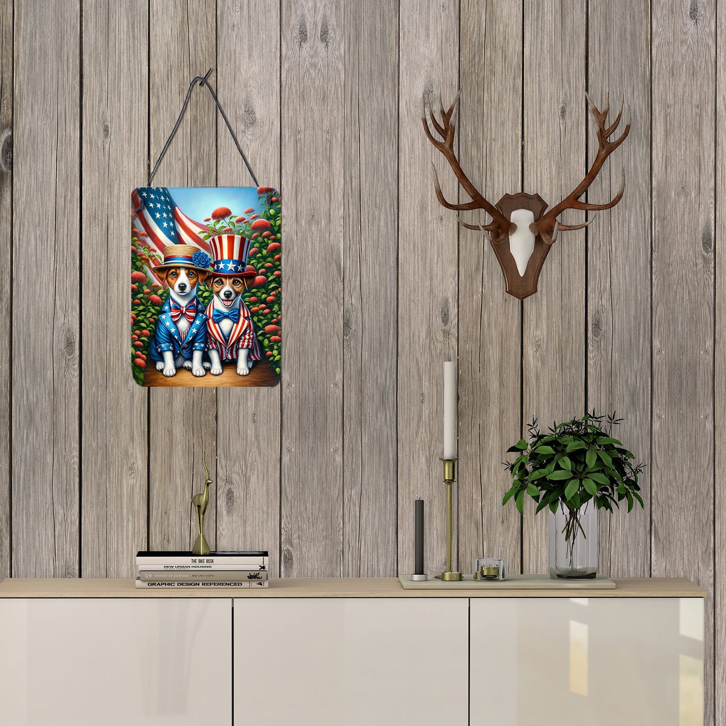 NEW All American Jack Russell Terrier Wall or Door Hanging Prints Aluminum Metal Sign Kitchen Wall Bar Bathroom Plaque Home Decor Front Door Plaque, 12x16, Multicolor