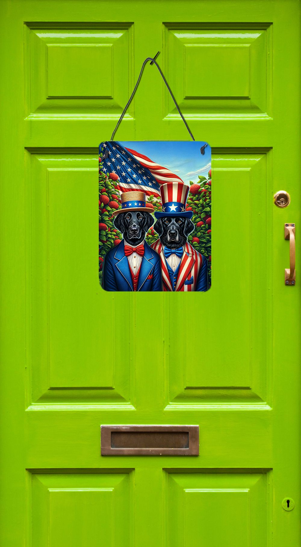 NEW All American Flat-Coated Retriever Wall or Door Hanging Prints Aluminum Metal Sign Kitchen Wall Bar Bathroom Plaque Home Decor Front Door Plaque, 12x16, Multicolor