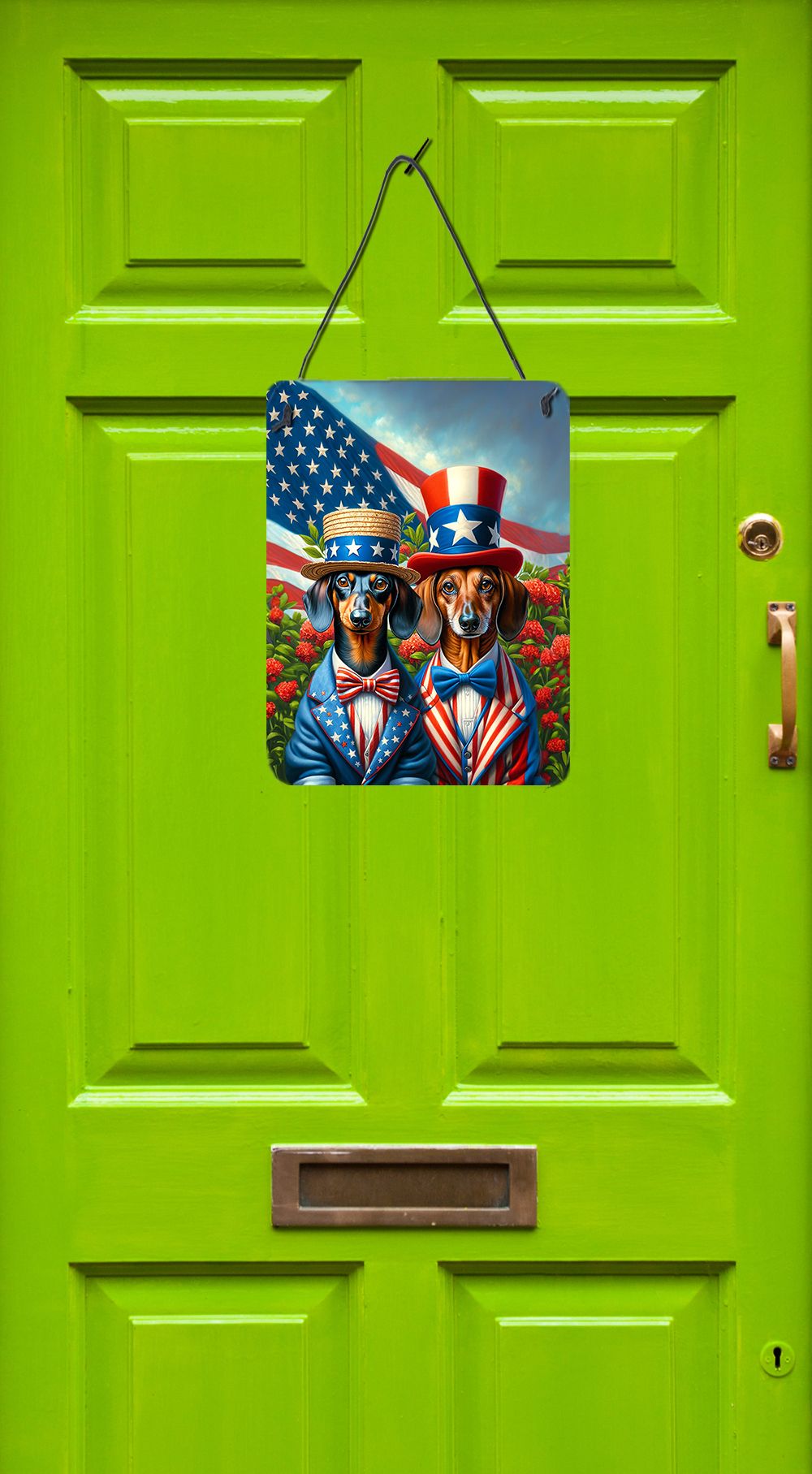 NEW All American Dachshund Wall or Door Hanging Prints Aluminum Metal Sign Kitchen Wall Bar Bathroom Plaque Home Decor Front Door Plaque, 12x16, Multicolor