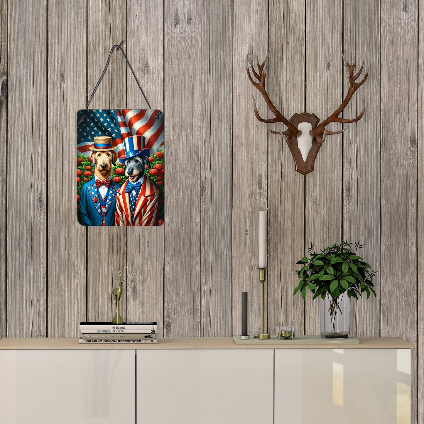 NEW All American Irish Wolfhound Wall or Door Hanging Prints Aluminum Metal Sign Kitchen Wall Bar Bathroom Plaque Home Decor Front Door Plaque, 12x16, Multicolor