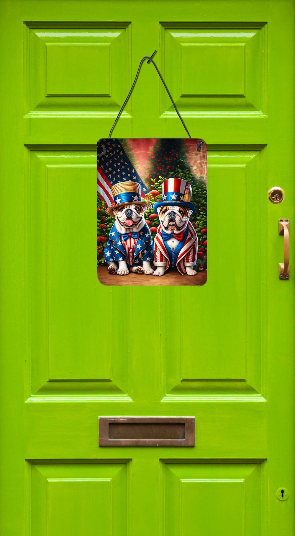 NEW All American English Bulldog Wall or Door Hanging Prints Aluminum Metal Sign Kitchen Wall Bar Bathroom Plaque Home Decor Front Door Plaque, 12x16, Multicolor