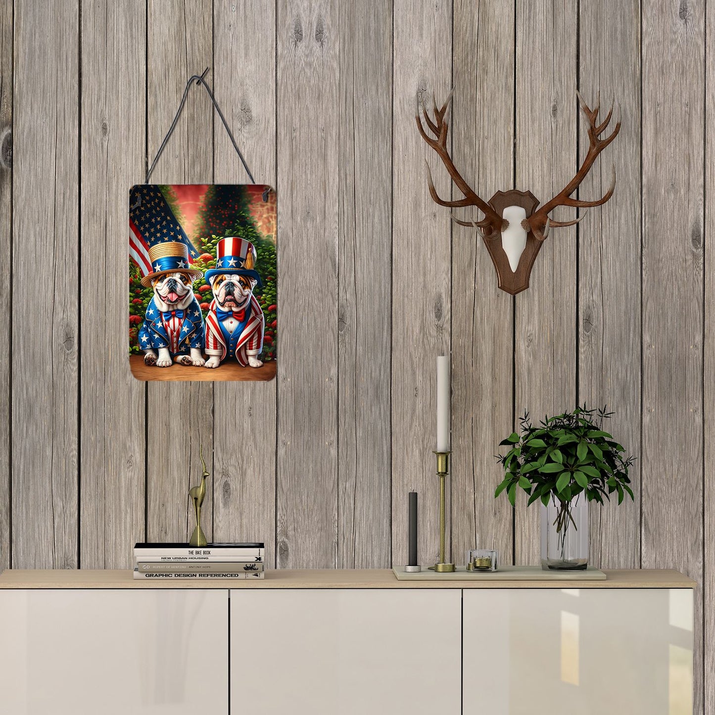NEW All American English Bulldog Wall or Door Hanging Prints Aluminum Metal Sign Kitchen Wall Bar Bathroom Plaque Home Decor Front Door Plaque, 12x16, Multicolor