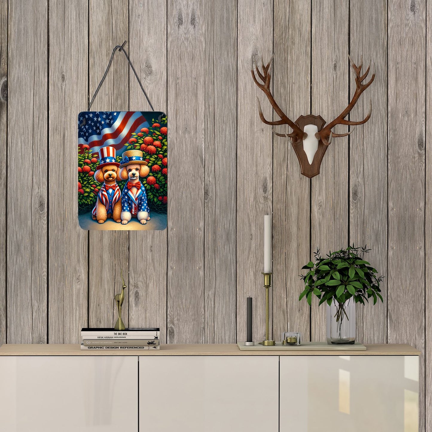 NEW All American Poodle Wall or Door Hanging Prints Aluminum Metal Sign Kitchen Wall Bar Bathroom Plaque Home Decor Front Door Plaque, 12x16, Multicolor