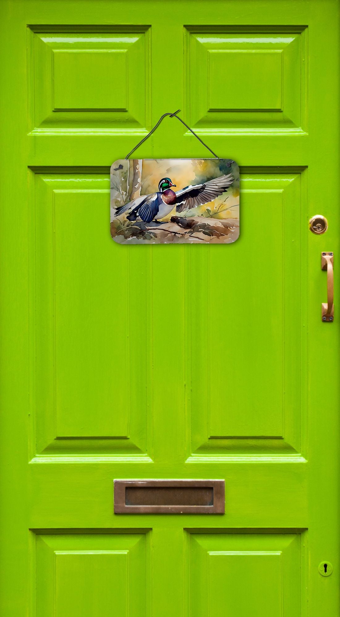 NEW Wood Duck Wall or Door Hanging Prints Aluminum Metal Sign Kitchen Wall Bar Bathroom Plaque Home Decor, 8HX12W, Multicolor