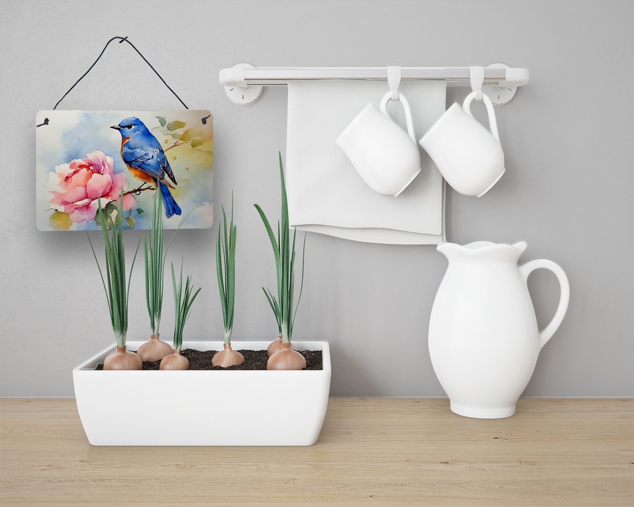 NEW Bluebird Wall or Door Hanging Prints Aluminum Metal Sign Kitchen Wall Bar Bathroom Plaque Home Decor, 8HX12W, Multicolor