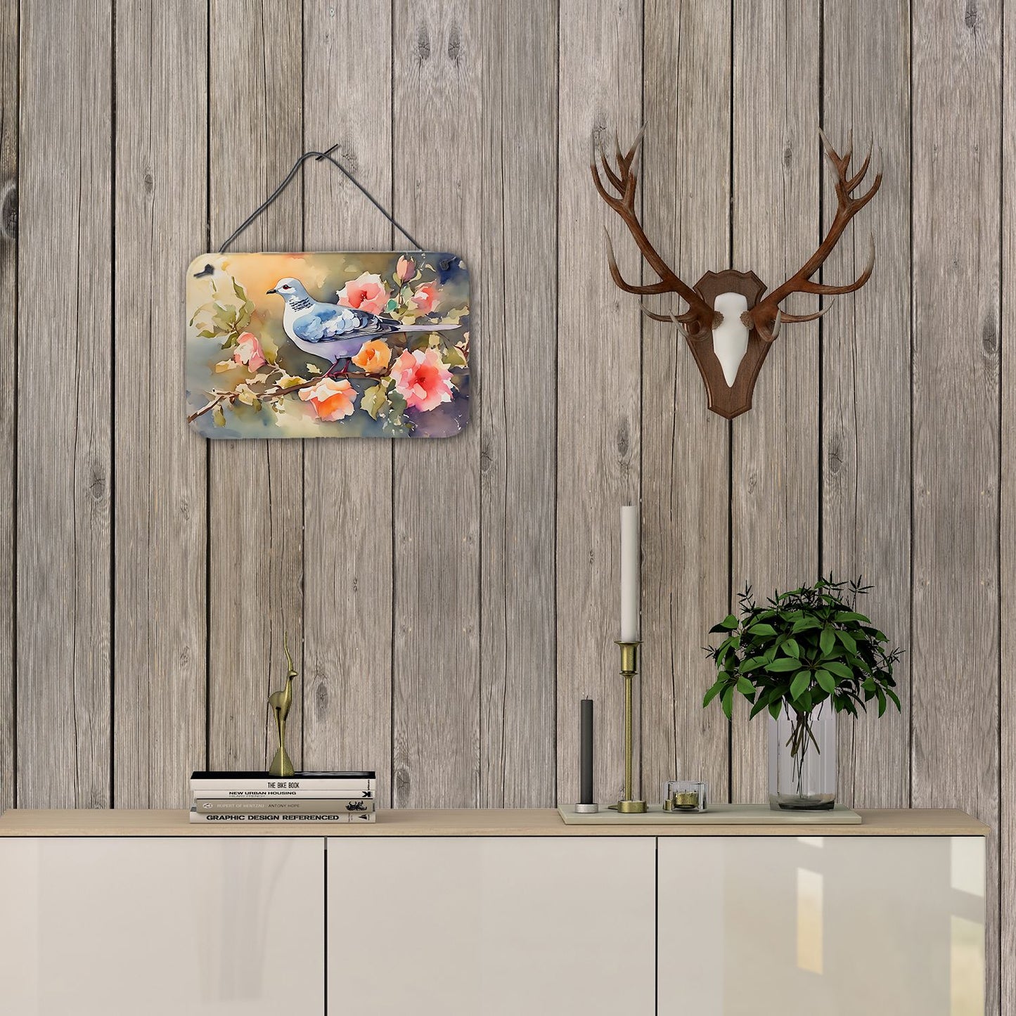 NEW Dove Wall or Door Hanging Prints Aluminum Metal Sign Kitchen Wall Bar Bathroom Plaque Home Decor, 8HX12W, Multicolor