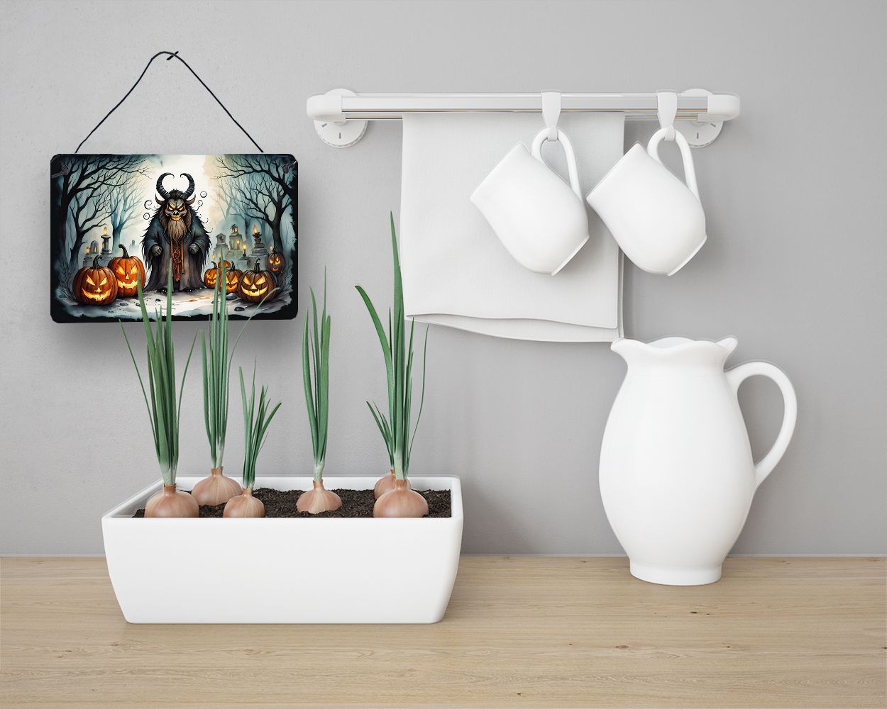 NEW Krampus The Christmas Demon Spooky Halloween Wall or Door Hanging Prints Aluminum Metal Sign Kitchen Wall Bar Bathroom Plaque Home Decor, 8HX12W, Multicolor