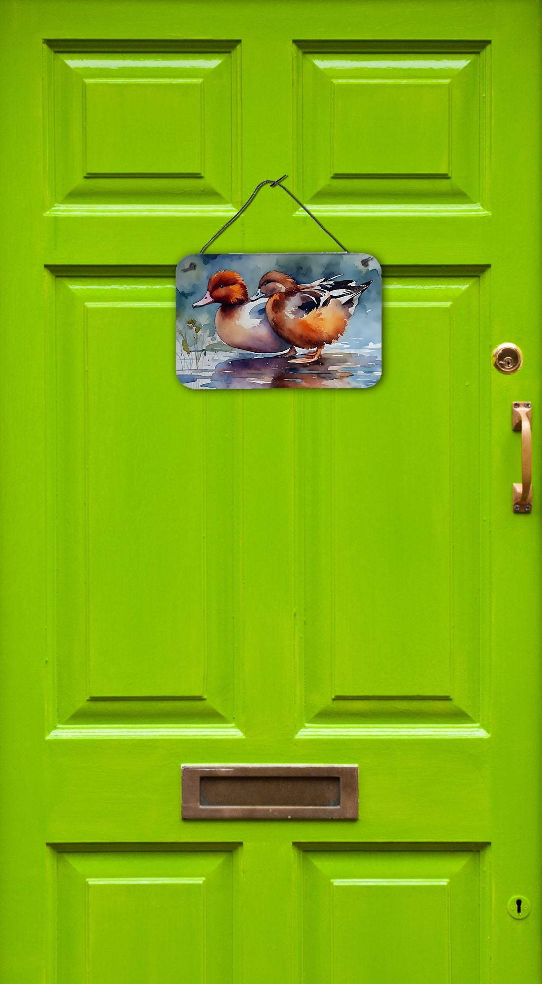 NEW Redhead Duck Wall or Door Hanging Prints Aluminum Metal Sign Kitchen Wall Bar Bathroom Plaque Home Decor, 8HX12W, Multicolor