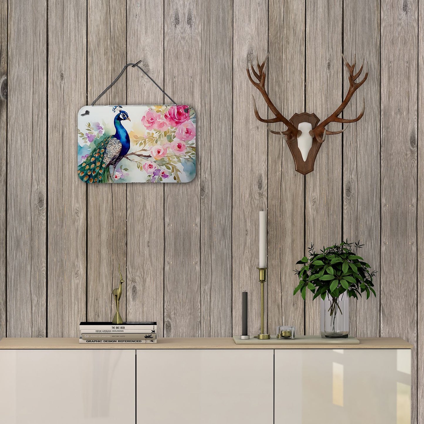 NEW Peacock Wall or Door Hanging Prints Aluminum Metal Sign Kitchen Wall Bar Bathroom Plaque Home Decor, 8HX12W, Multicolor