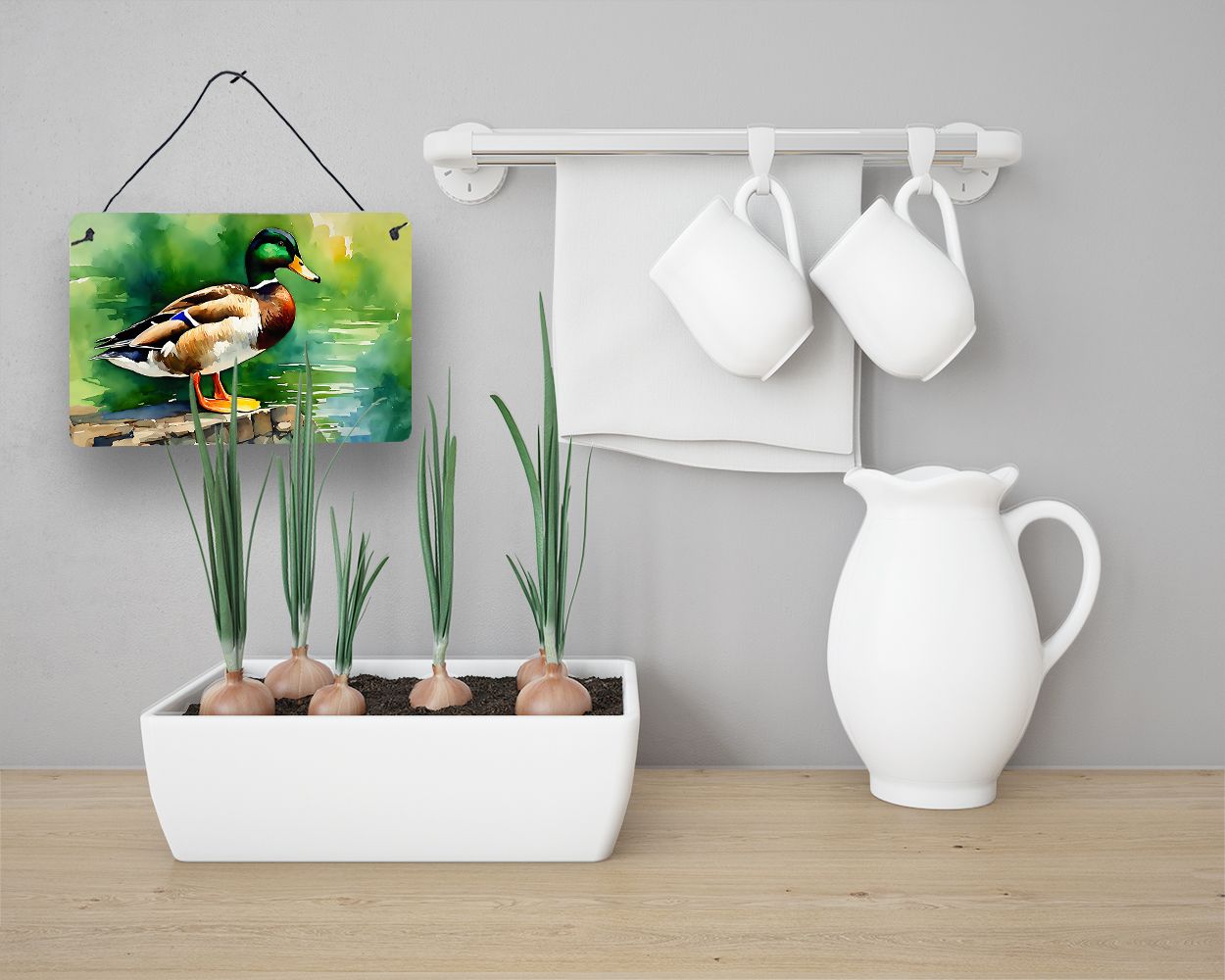 NEW Mallard Wall or Door Hanging Prints Aluminum Metal Sign Kitchen Wall Bar Bathroom Plaque Home Decor, 8HX12W, Multicolor
