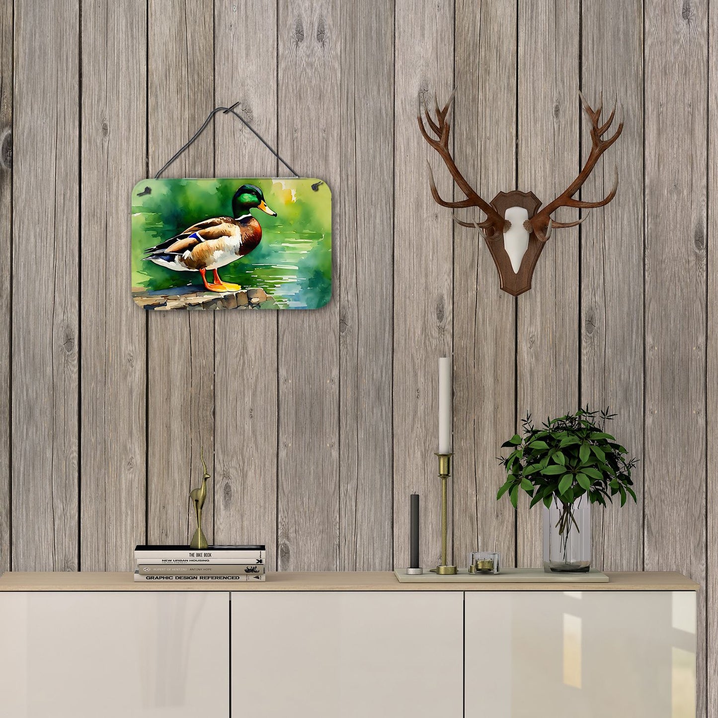 NEW Mallard Wall or Door Hanging Prints Aluminum Metal Sign Kitchen Wall Bar Bathroom Plaque Home Decor, 8HX12W, Multicolor