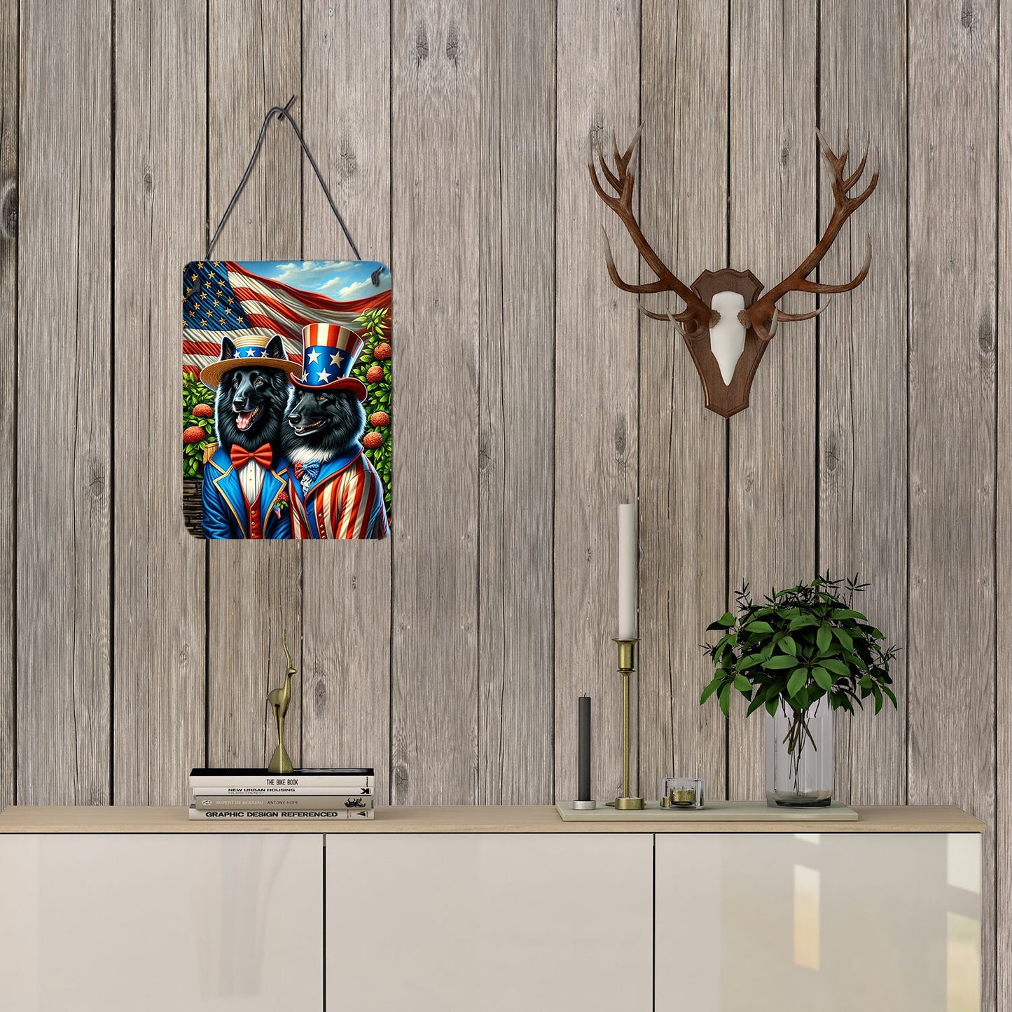 NEW All American Belgian Sheepdog Wall or Door Hanging Prints Aluminum Metal Sign Kitchen Wall Bar Bathroom Plaque Home Decor Front Door Plaque, 12x16, Multicolor