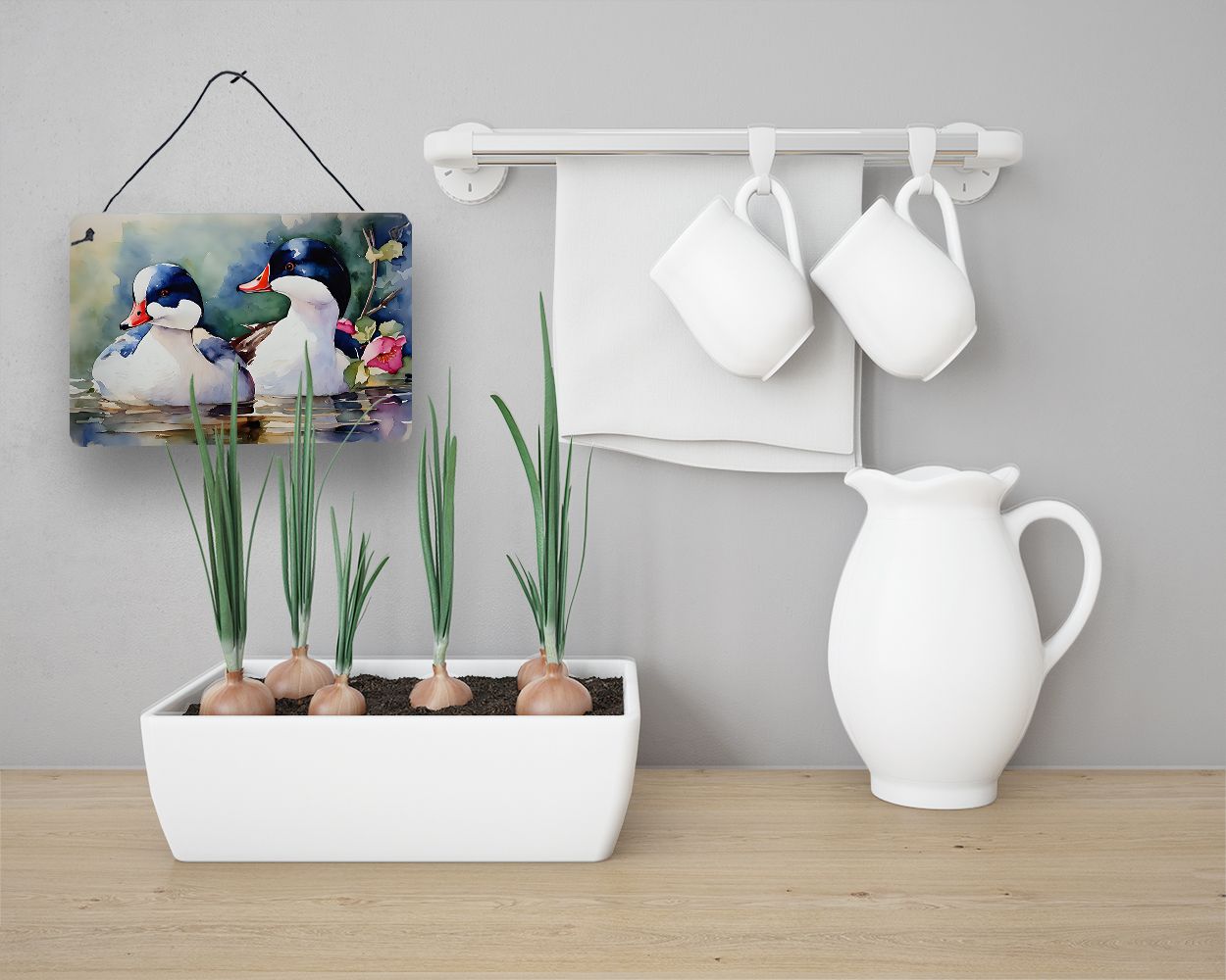 NEW Bufflehead Wall or Door Hanging Prints Aluminum Metal Sign Kitchen Wall Bar Bathroom Plaque Home Decor, 8HX12W, Multicolor